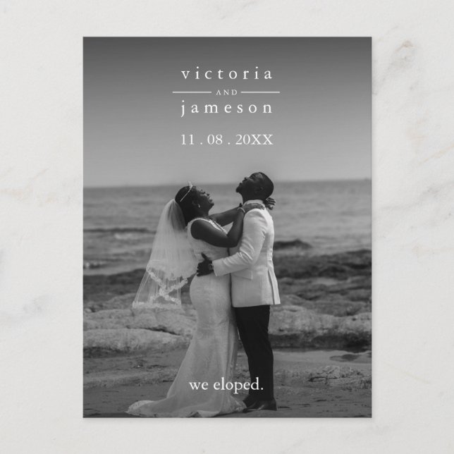 Just Eloped Modern Classic Elegant Wedding Party Postcard (Front)