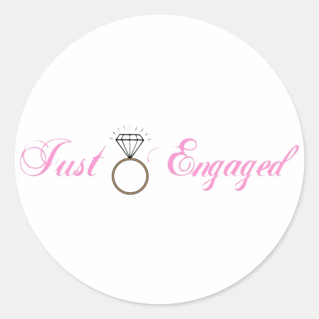 Just Engaged (Diamond Engagement Ring) Classic Round Sticker (Front)