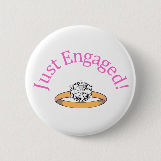 Just Engaged (Diamond) Pinback Button (Front)