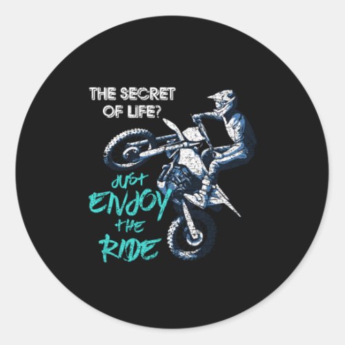 Just Enjoy The Ride Motocross Motorcycle Biker Gif Classic Round Sticker