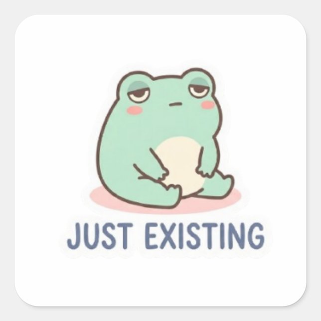 Just Existing Frog Sticker Cute Neutral Frog Minim (Front)