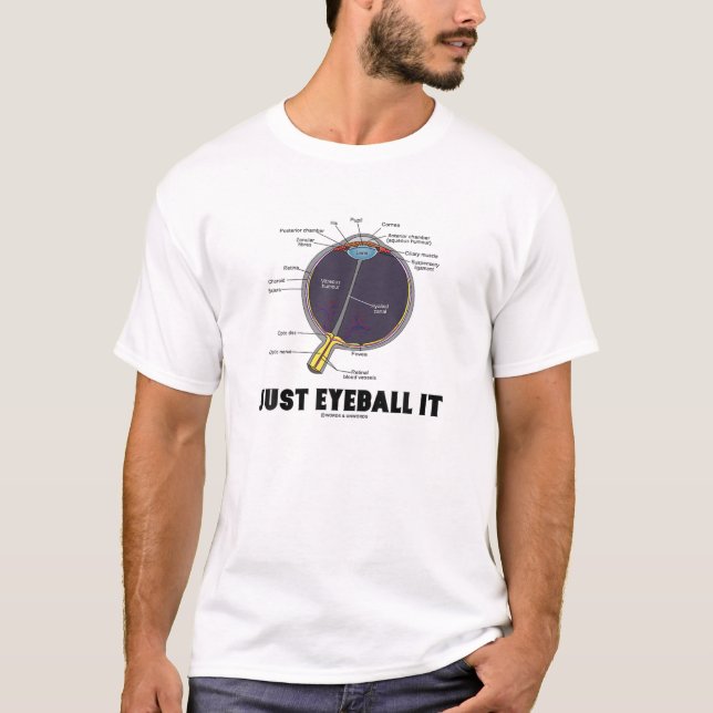 Just Eyeball It Anatomical Advice Eye Geek Humor T-Shirt (Front)