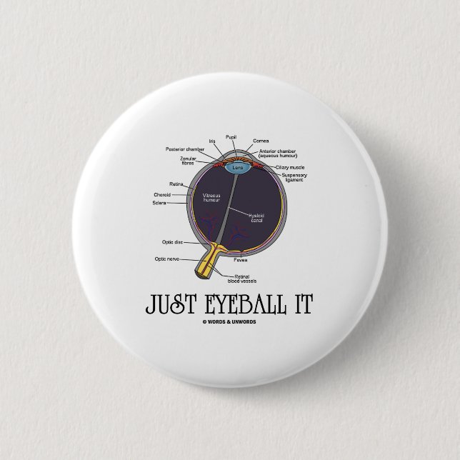 Just Eyeball It (Eye Anatomy Approximation Saying) Button (Front)