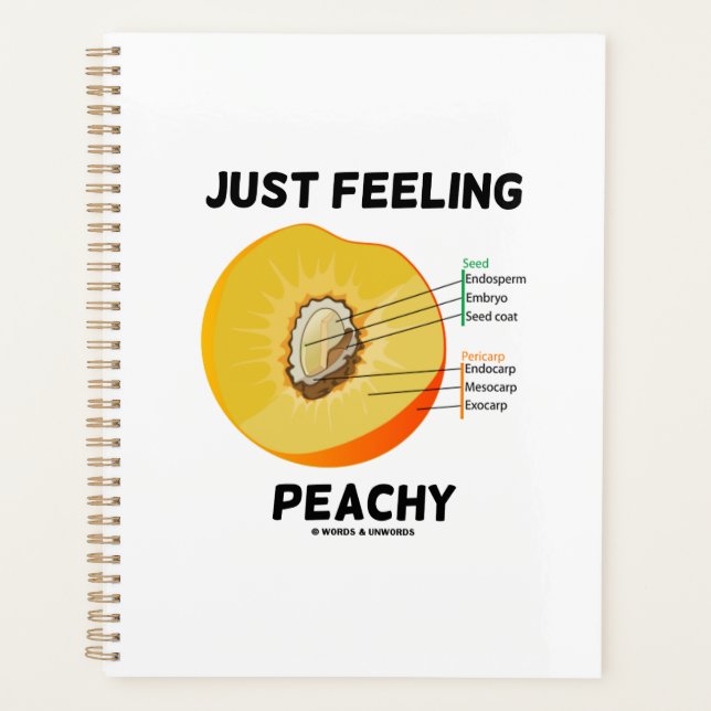 Just Feeling Peachy Peach Anatomy Fruit Geek Humor Planner (Front)