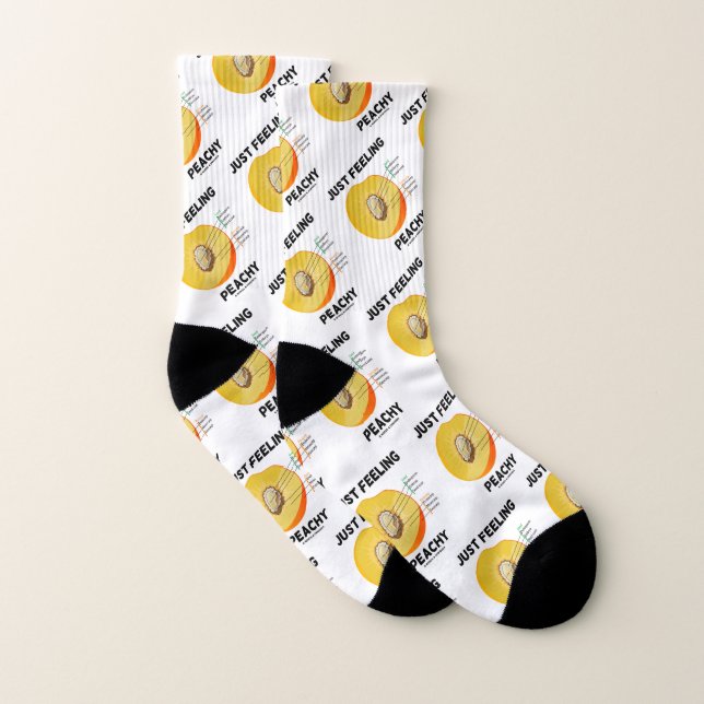 Just Feeling Peachy Peach Anatomy Fruit Geek Humor Socks (Pair)