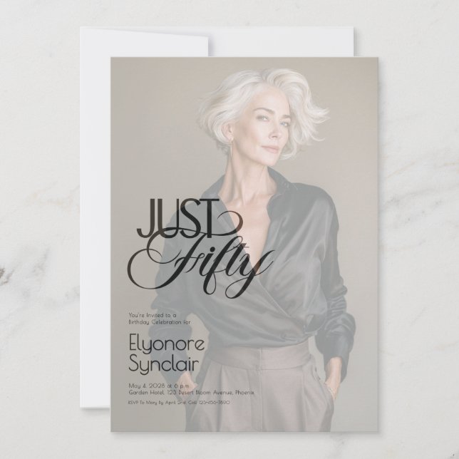 Just Fifty Photo 50th Birthday Party Invitation (Front)