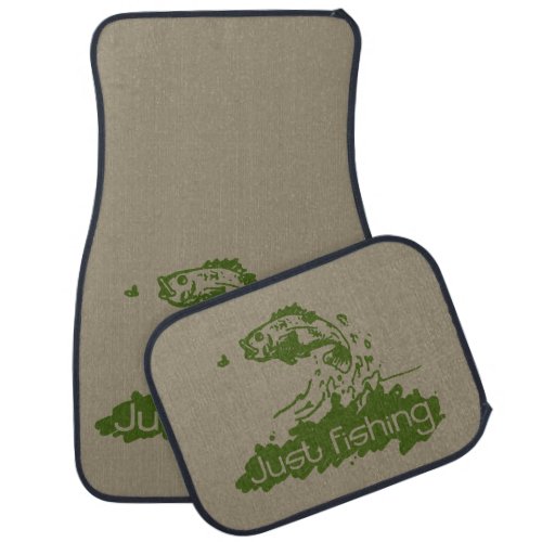 Just fishing graphic art brown green car mats