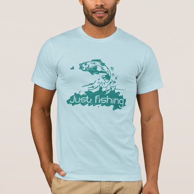 Just Fishing men's green / pale blue t-shirt (Front)