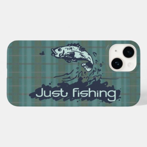 Just fishing mens tartan green Case_Mate iPhone 14 case