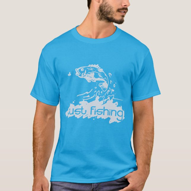 Just Fishing men's white / pale blue t-shirt (Front)