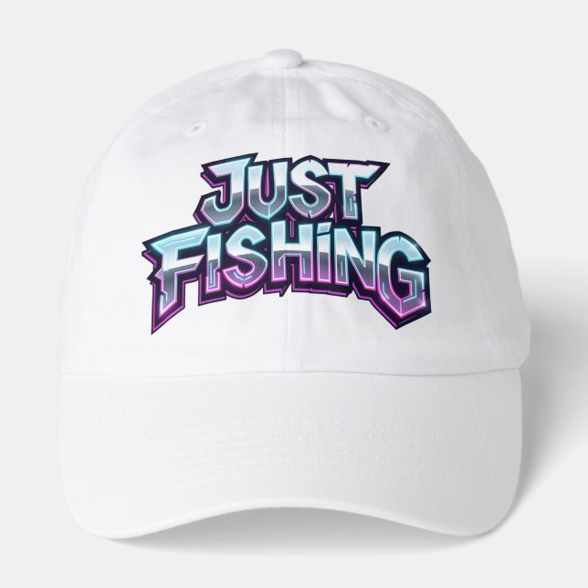 Just Fishing Neon Glow Funny Gift for Fisherman Hat (Front)