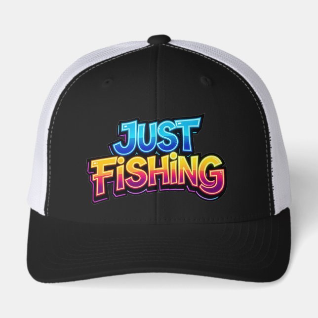 Just Fishing Neon Glow Rainbow Funny Gift for Fish (Front)