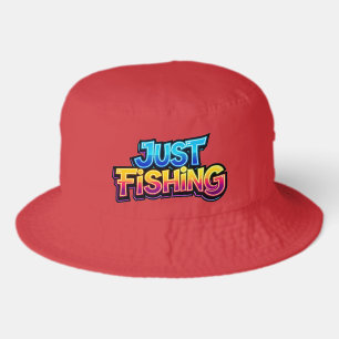 Just Fishing Neon Glow Rainbow Funny Gift for Fish Bucket Hat