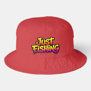 Just Fishing Rainbow Dripping Funny Gift for Fishe Bucket Hat