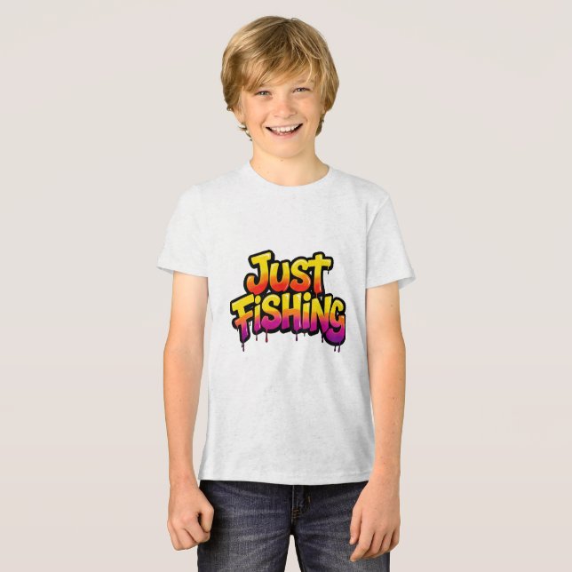 Just Fishing Rainbow Dripping Funny Gift for Fishe Tri-Blend Shirt (Front Full)