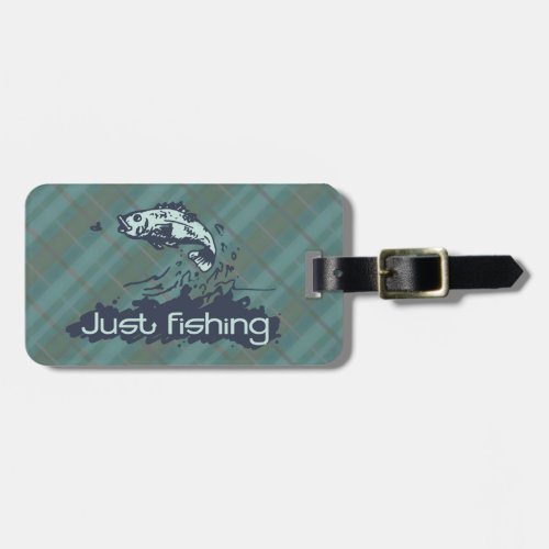 Just fishing tartan fish id luggage tag