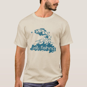 Just Fishing teal t-shirt