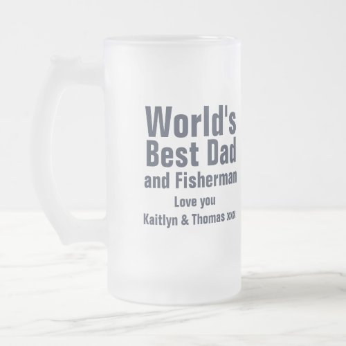 Just fishing worlds best dad and fisherman glass frosted glass beer mug