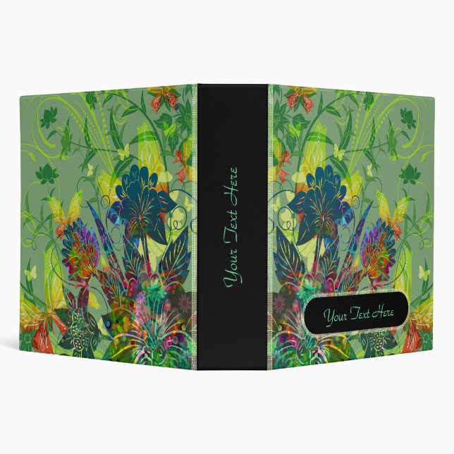 Just Flowers 2 Green Version 3 Ring Binder (Background)