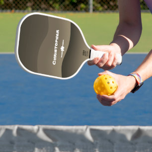 Just For Him Stylish Script Name Chic Camo Print  Pickleball Paddle