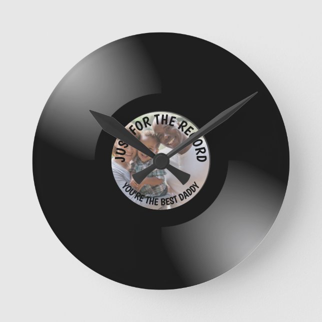 Just For The Record Personalized Photo Round Clock (Front)
