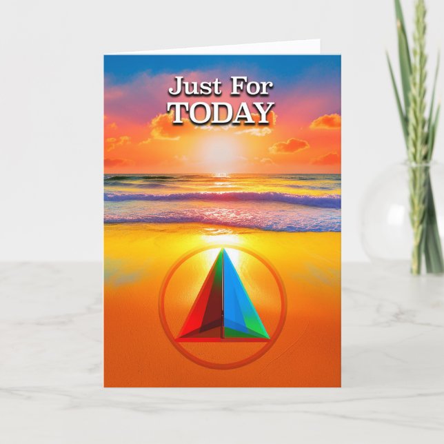 Just For TODAY AA Slogan Beach at Sunrise Card (Front)