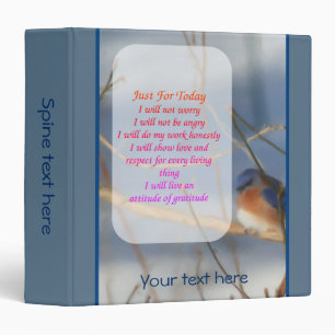 Just For Today Bluebird Inspirational Personalized 3 Ring Binder