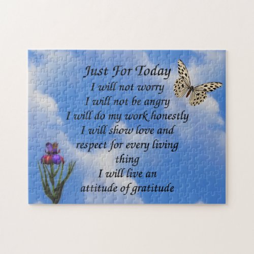 Just For Today Butterfly Flower Inspirational  Jigsaw Puzzle