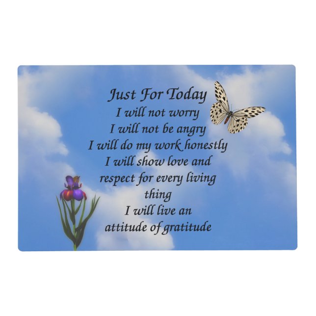 Just For Today Butterfly Flower Inspirational  Placemat (Front)
