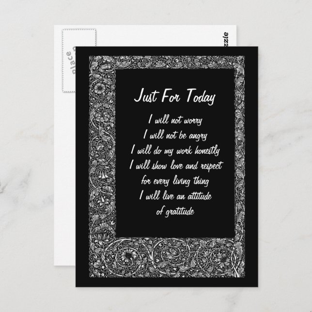 Just For Today Inspirational  Postcard (Front/Back)
