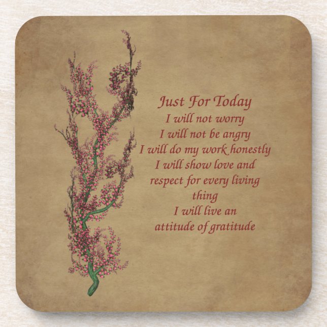 Just For Today Inspirational Prayer  Beverage Coaster (Front)