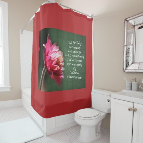 Just For Today Inspirational Reiki Floral  Shower Curtain