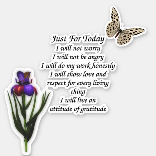 Just For Today Inspirational Sticker