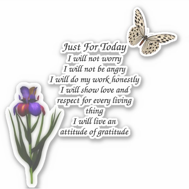 Just For Today Inspirational Sticker (Front)