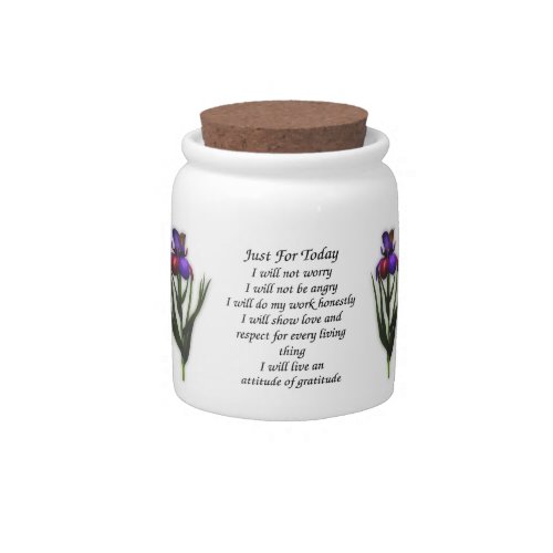 Just For Today Iris Flower Inspirational Candy Jar