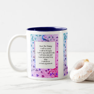 Just For Today Peacock Colors Inspirational Two-Tone Coffee Mug