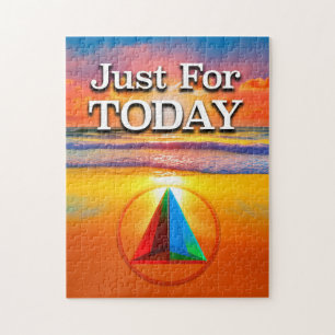Just For TODAY Recovery Slogan Beach at Sunrise Jigsaw Puzzle