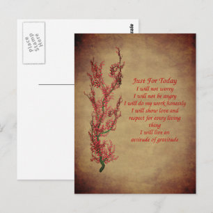 Just For Today Reiki Principles Inspirational  Postcard