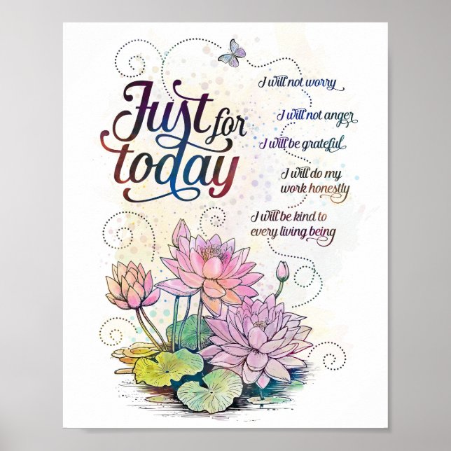 Just for Today Reiki Principles Precepts Poster (Front)