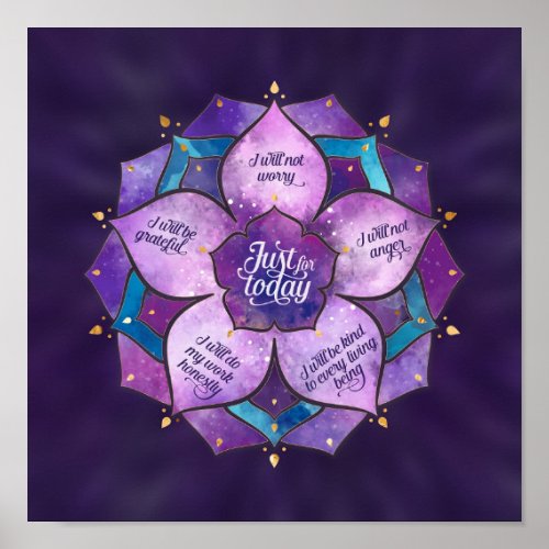 Just for Today Reiki Principles Precepts Poster