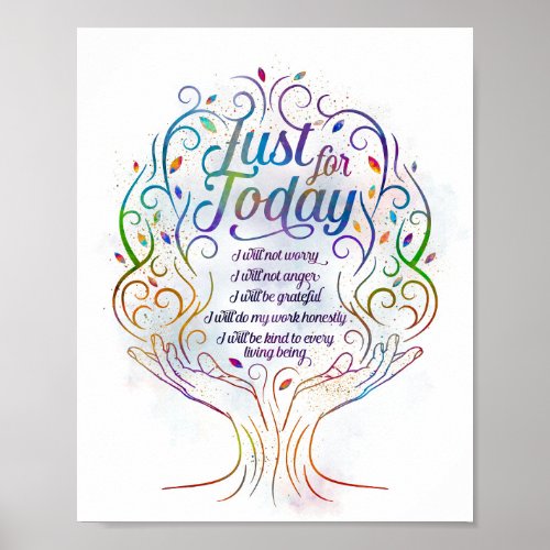Just for Today Reiki Principles Precepts Poster