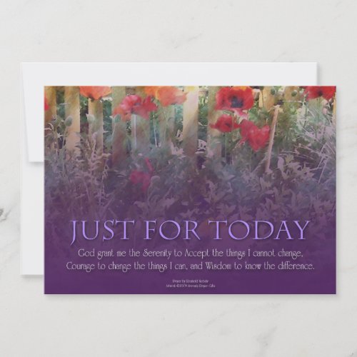 Just For Today Serenity Prayer Invitation