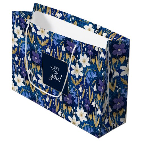 Just For You Blue Floral Large Gift Bag