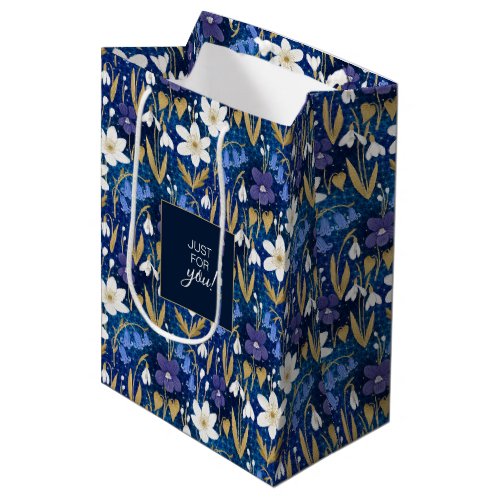 Just For You Blue Floral Medium Gift Bag
