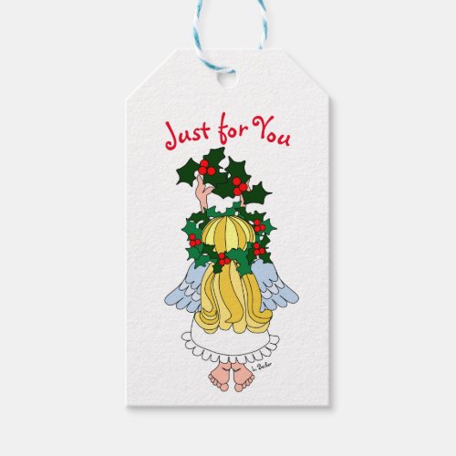 Just for You Cartoon Angel Christmas Gift Tags