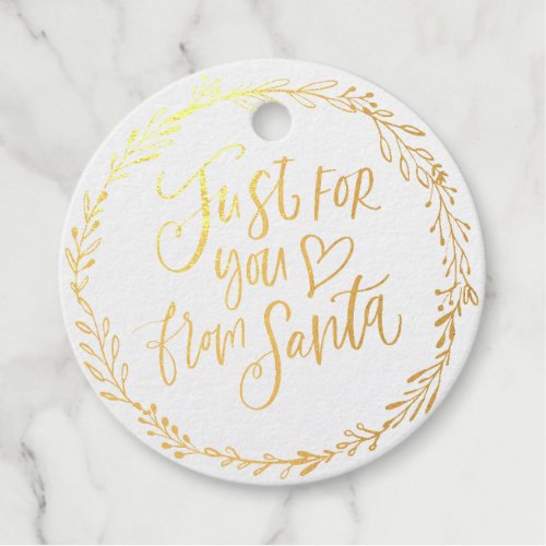 Just For You From Santa Foil Favor Tags