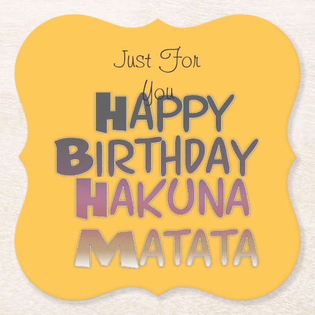 Just for You Happy Birthday Paper Coaster (Front)