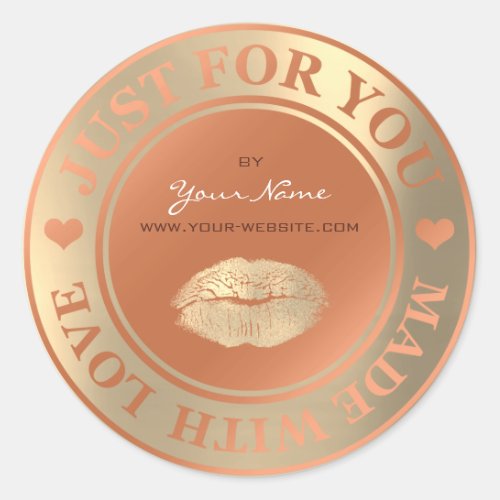 Just For You Made With Love Cora Kiss Web Gold Classic Round Sticker