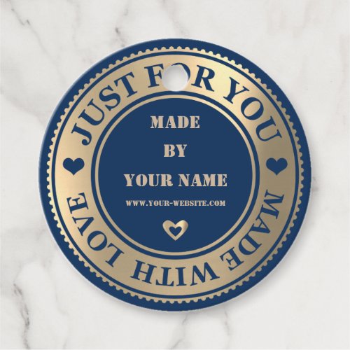 Just For You Made With Love Heart Web Thank Navy Favor Tags