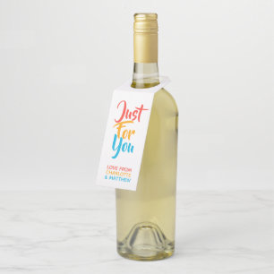 Just For You Personalized Rainbow Typography Bottle Hanger Tag